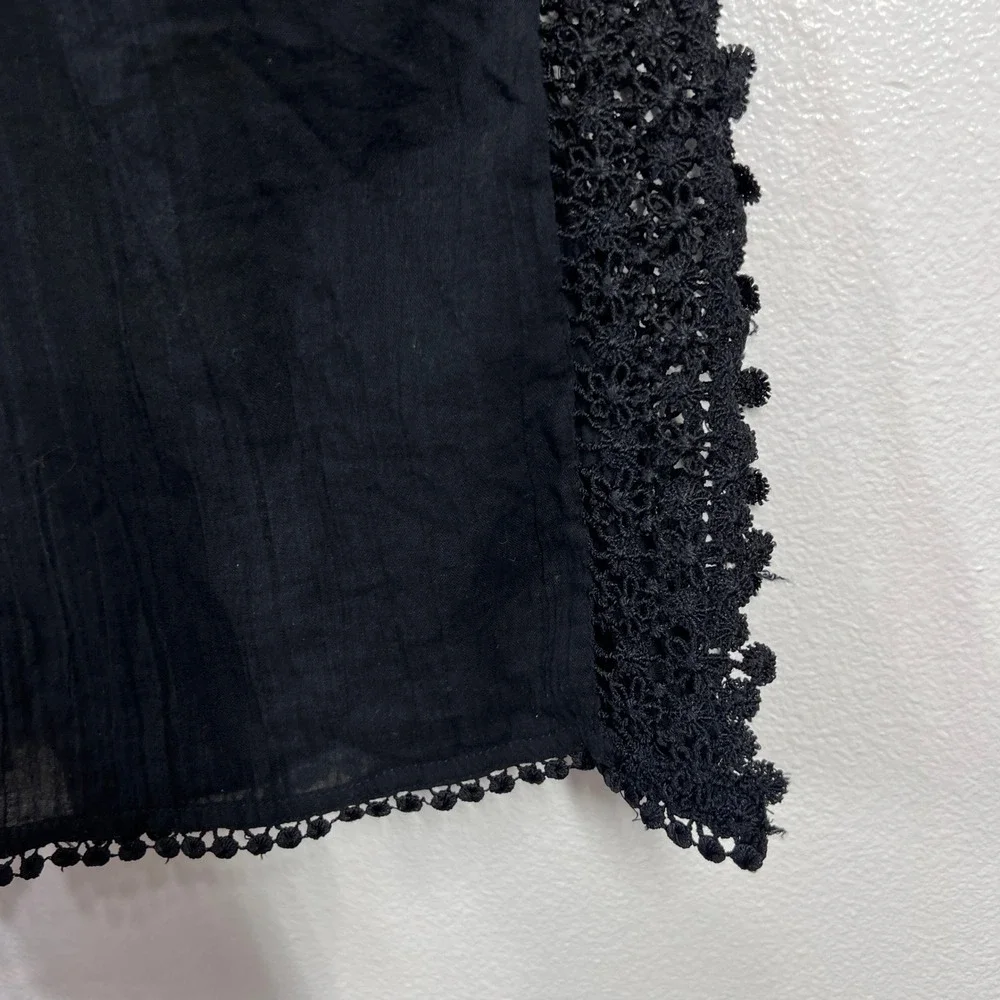 Topshop Black Crochet‎ Lace Trim Kaftan Swim Cover Up Beach Resort Wear Medium